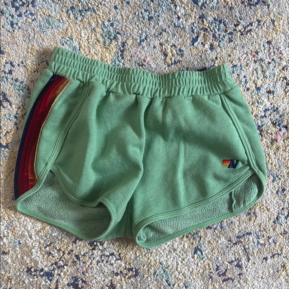 Green Aviator Nation sweat shorts